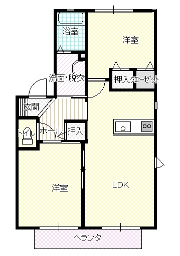 久しぶりに空きました!奥谷町の2LDK!洋室のみの間取りです。